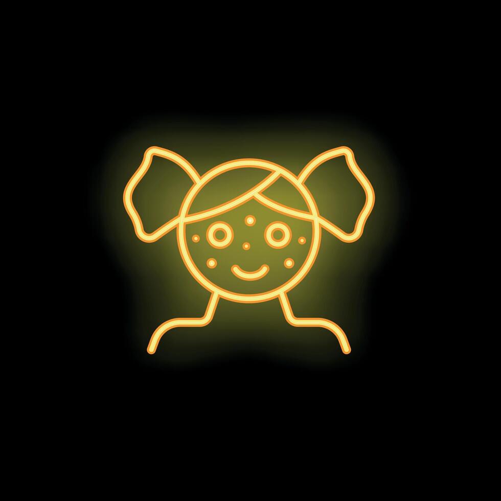 Neon yellow girl with chickenpox icon on black background vector