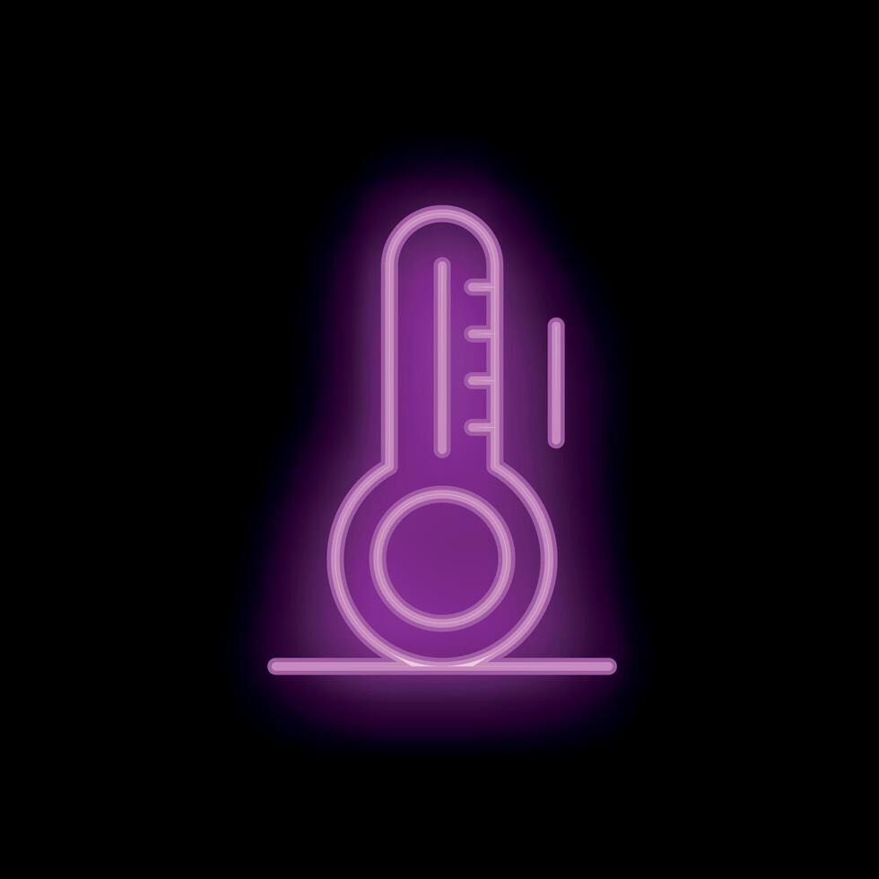 Neon thermometer showing increasing temperature on black background vector