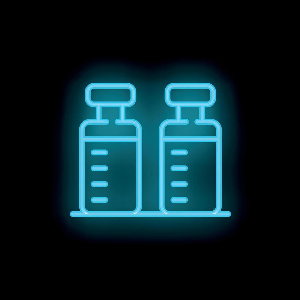 Neon style icon of medical vial bottles representing healthcare and vaccination vector