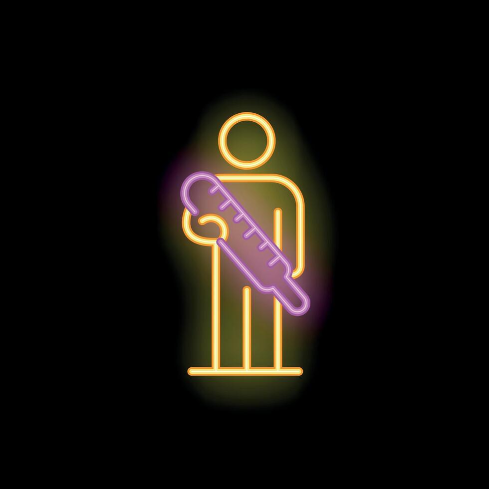 Neon sign of a patient holding a thermometer vector