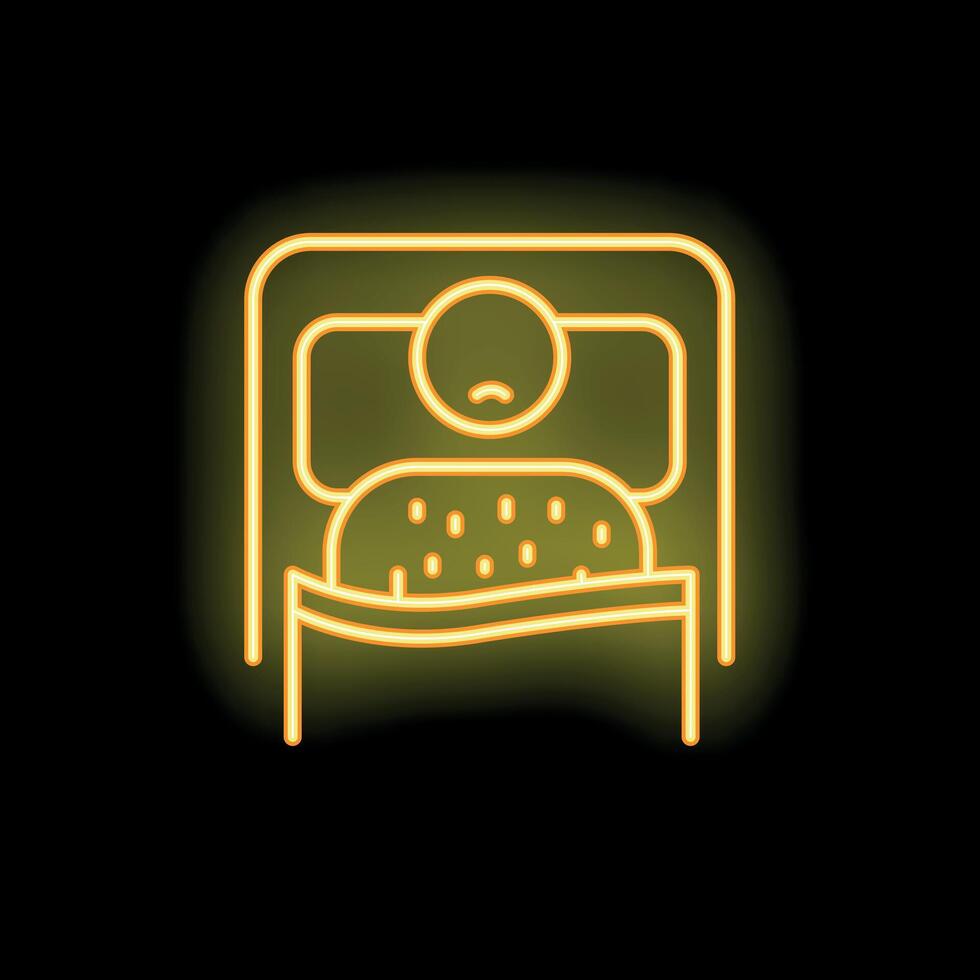 Neon icon of sick person lying in bed vector