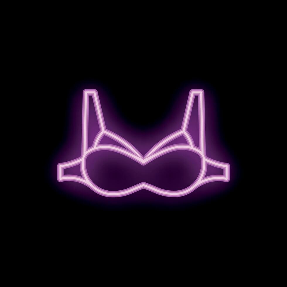 Neon sign showing a bra on black background vector