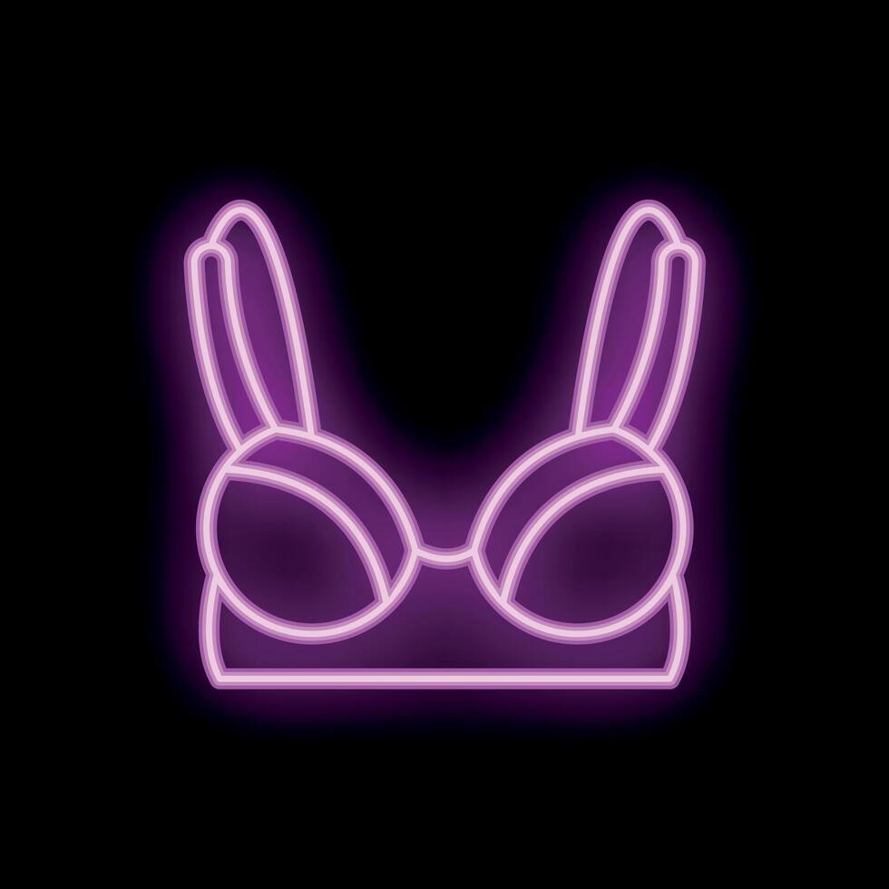 Neon pink bra shining in the dark background vector