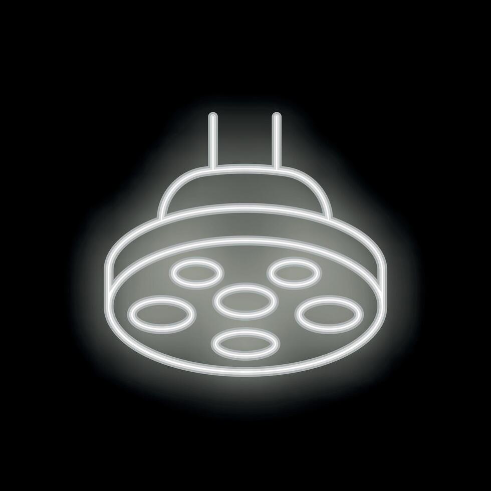 Glowing neon surgical lamp icon for dark background designs vector