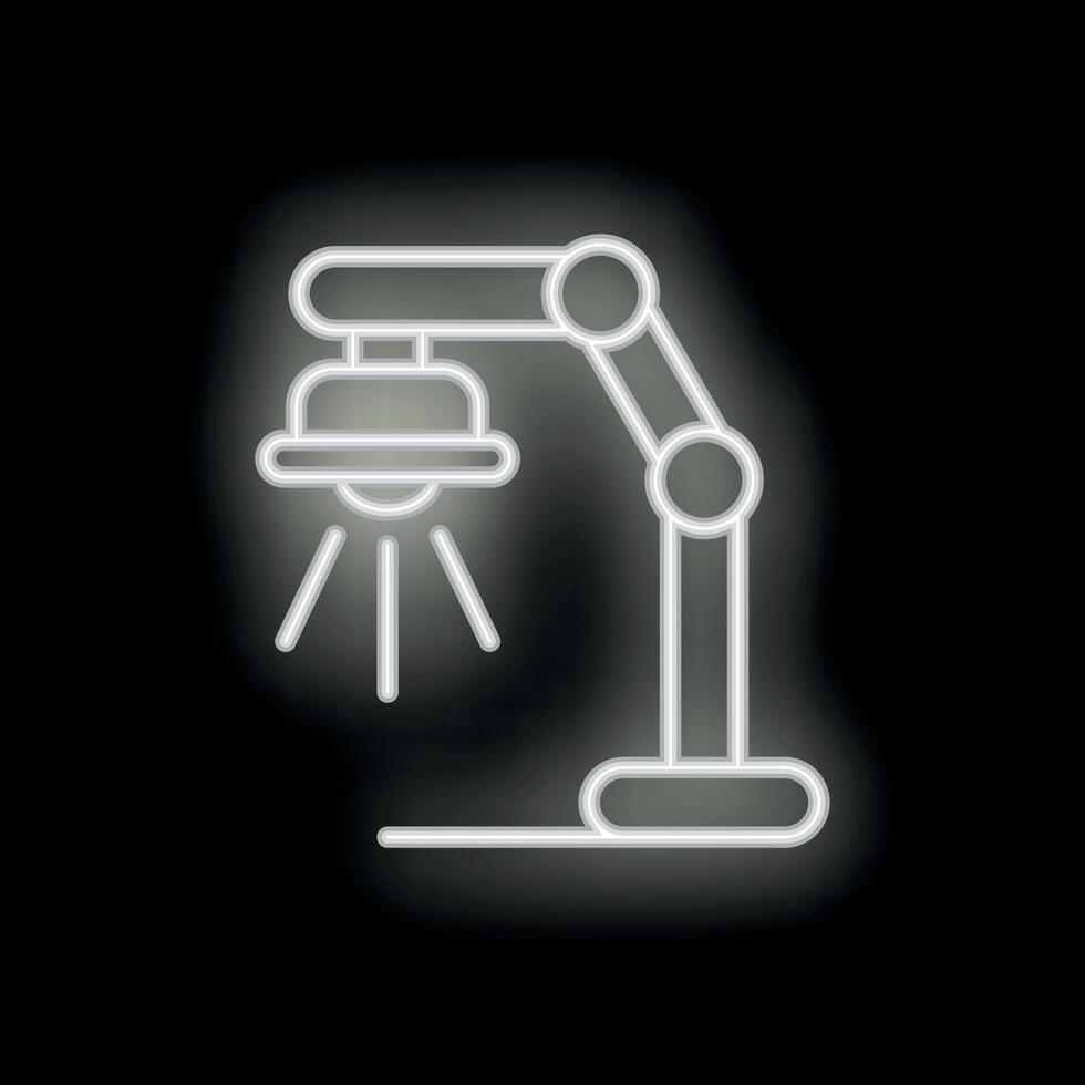 Neon desk lamp shining light on black background vector