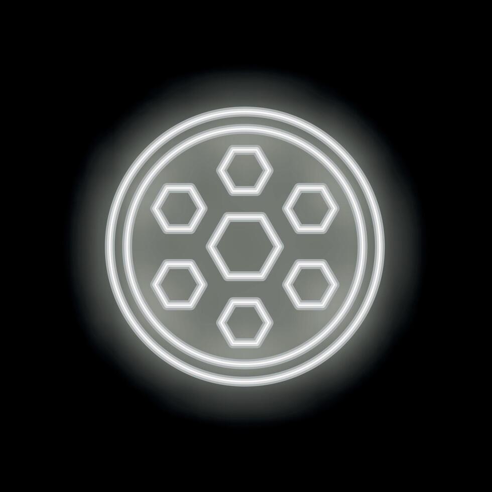 Neon glowing honeycomb icon on black background vector