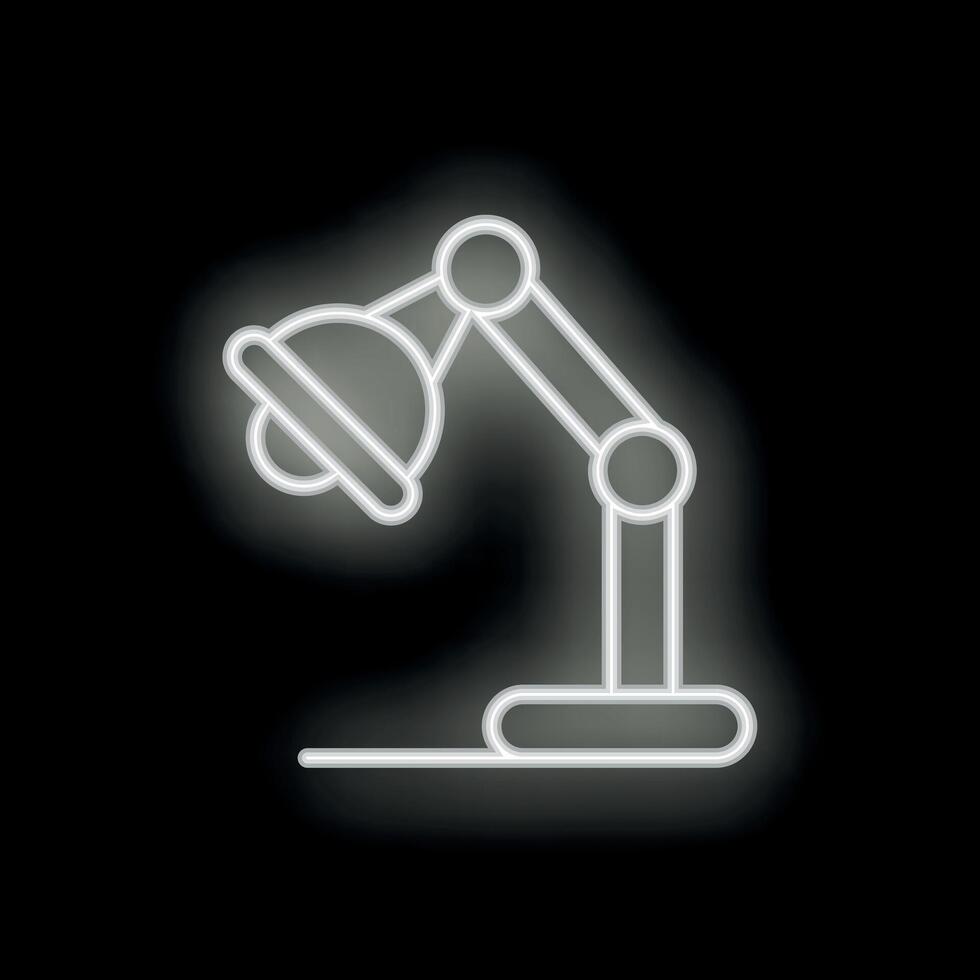 Neon sign of a desk lamp glowing on a black wall vector
