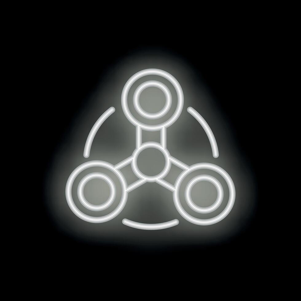 White neon style teamwork icon on black background vector