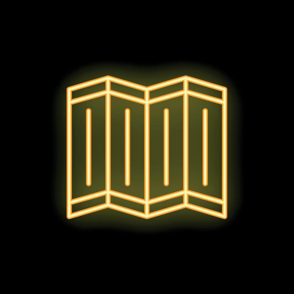Glowing neon icon of a folding room divider vector