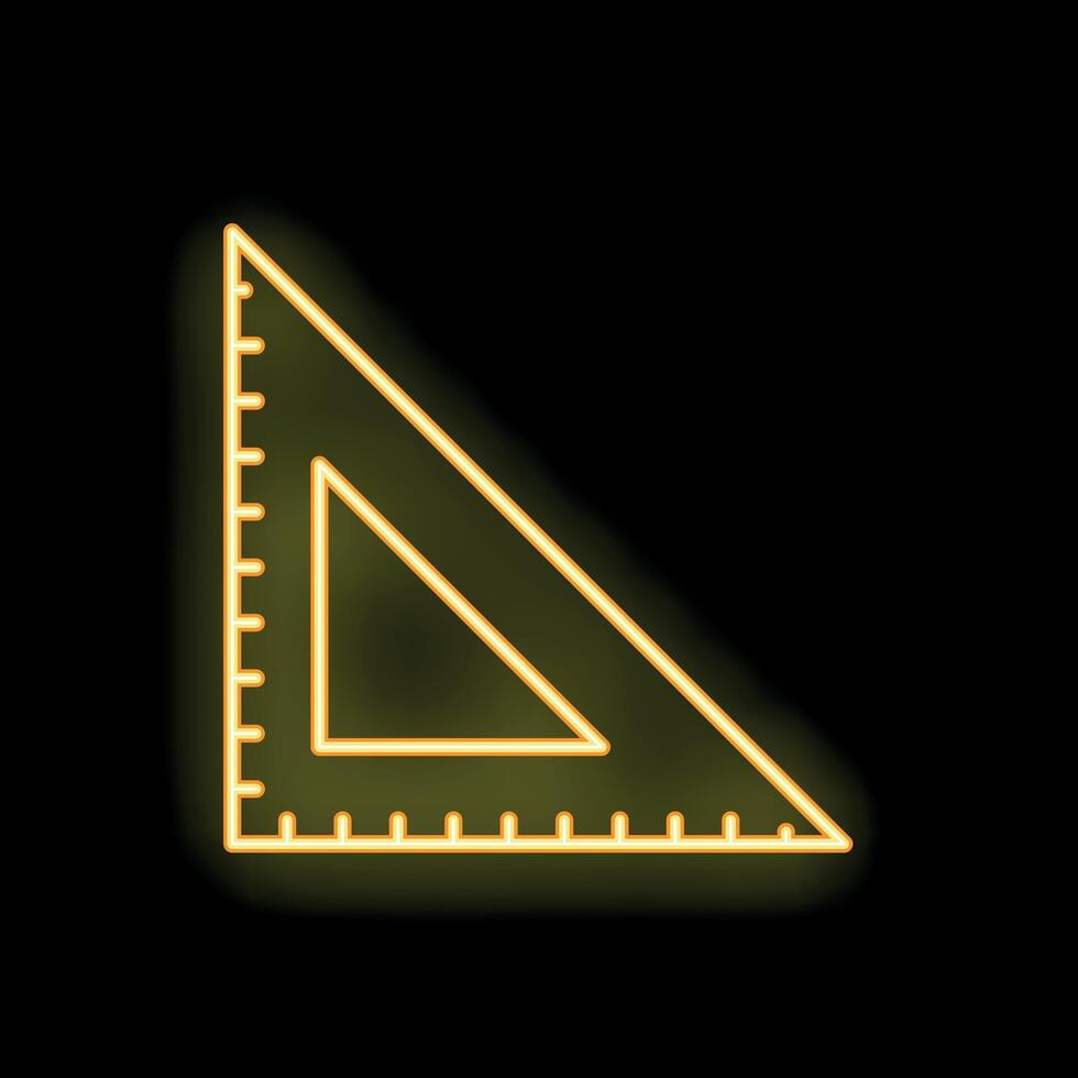 Glowing neon line ruler icon isolated on black background. illustration vector