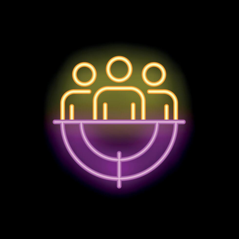 International team working together neon sign concept on black background vector