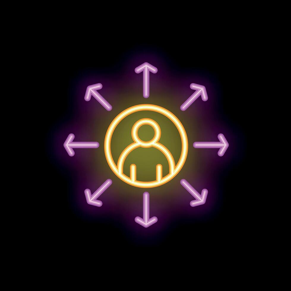Neon sign representing a businessman choosing the right direction for his business strategy vector