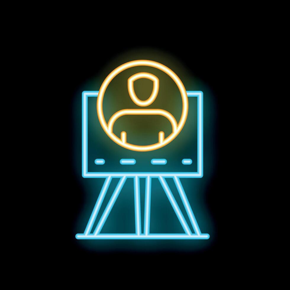 Neon icon of business presentation showing customer profile vector