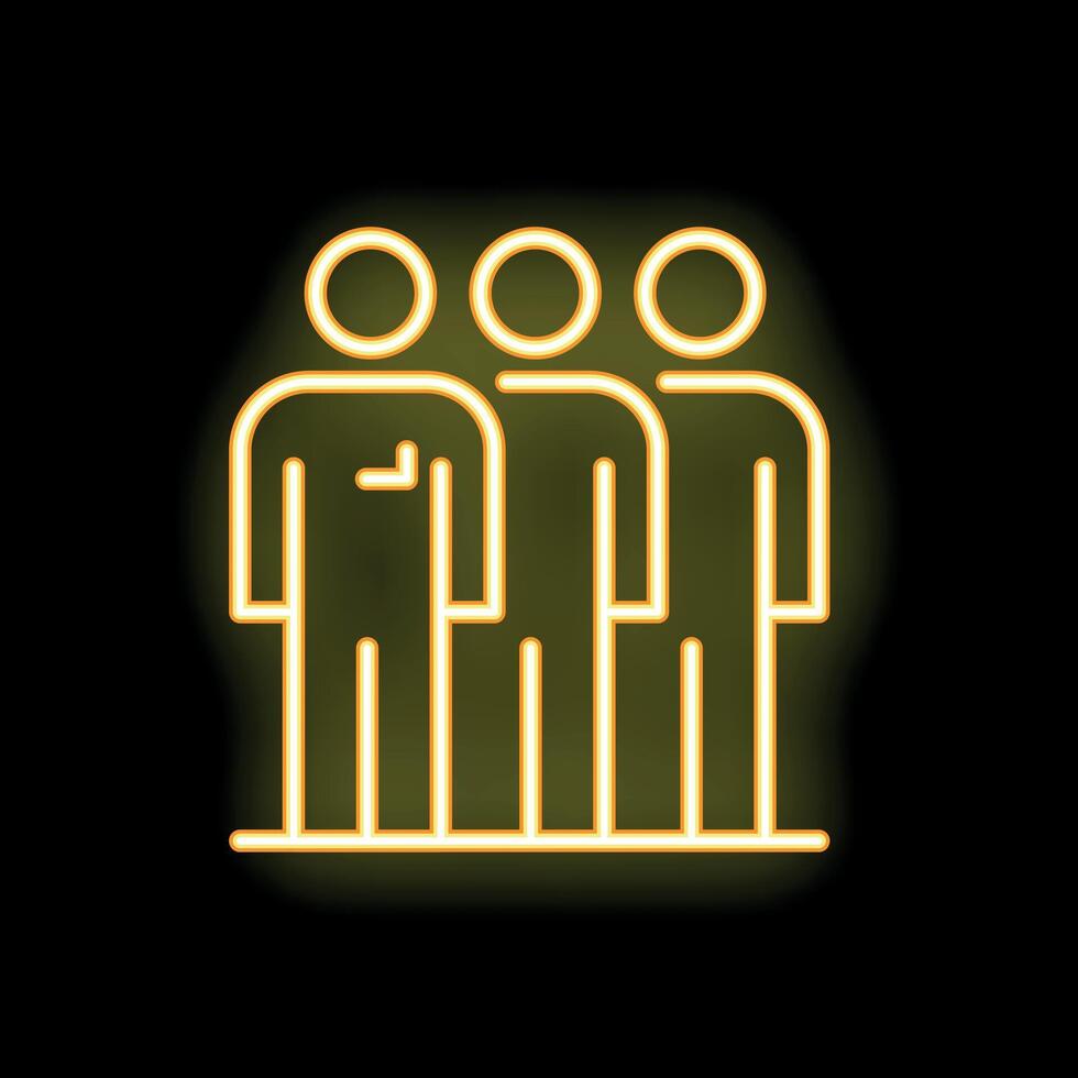 Neon yellow group of people standing together icon vector