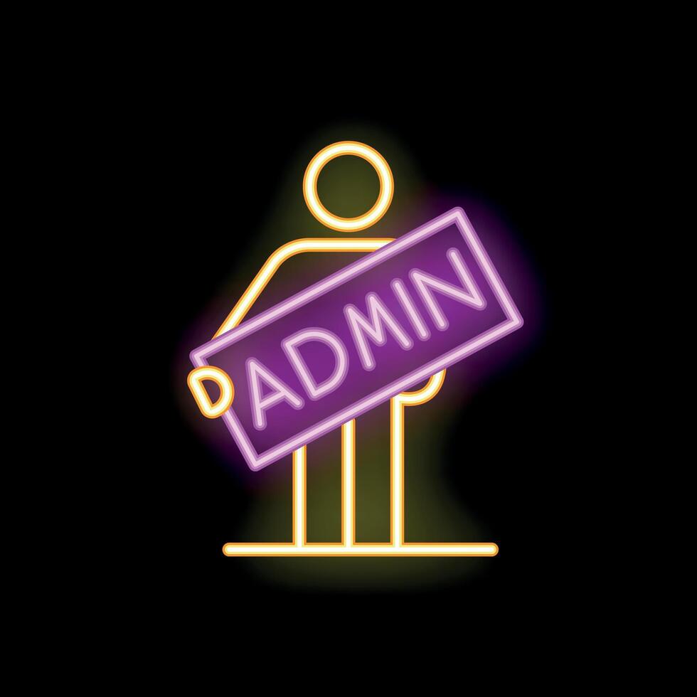 Neon sign system administrator holding admin banner title icon vector