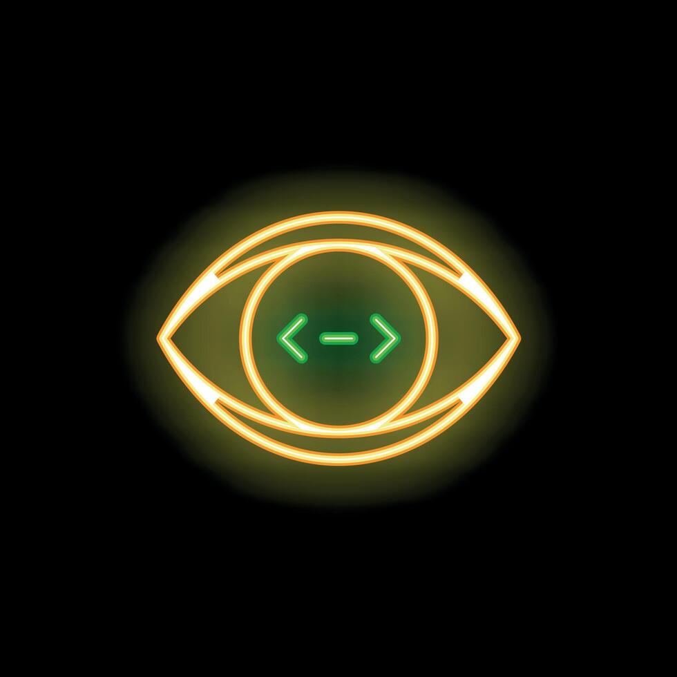 Neon eye showing arrows pointing each other forming a line vector