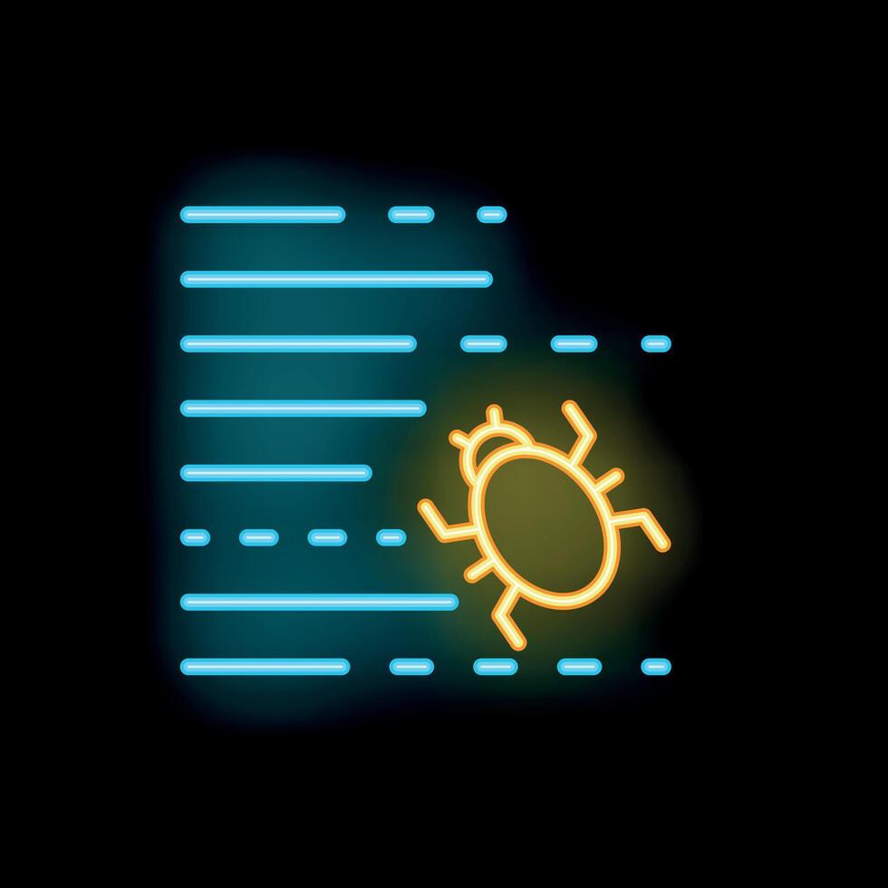Neon style icon bug virus malware error crashing vector