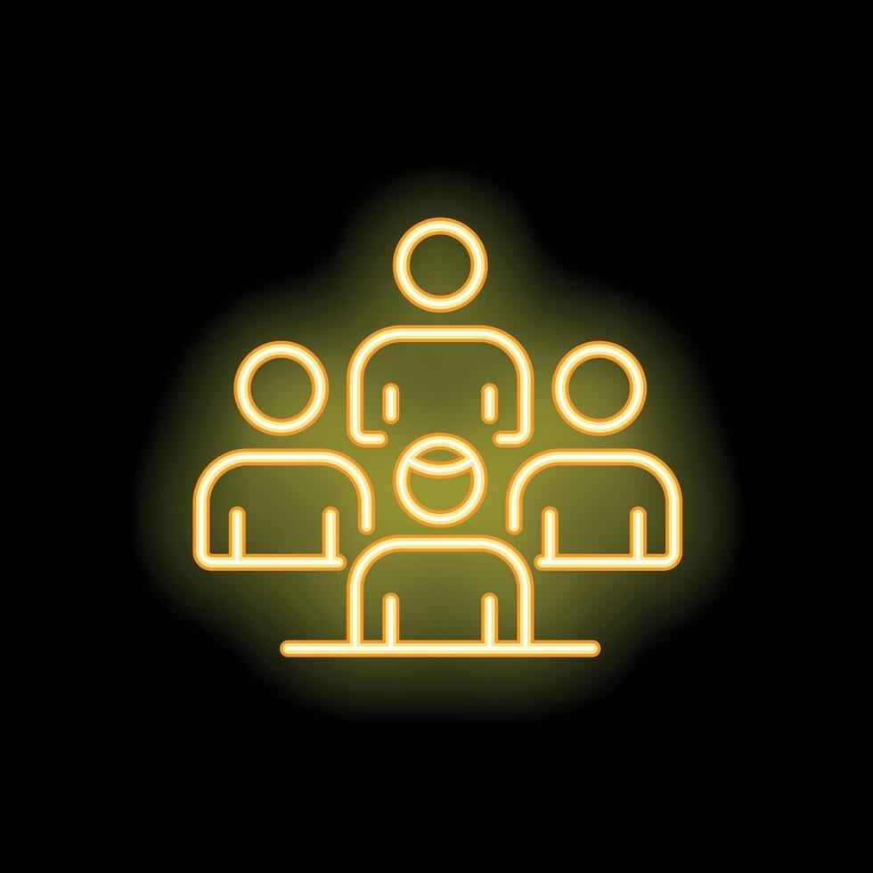 Neon icon of a group of people standing together vector