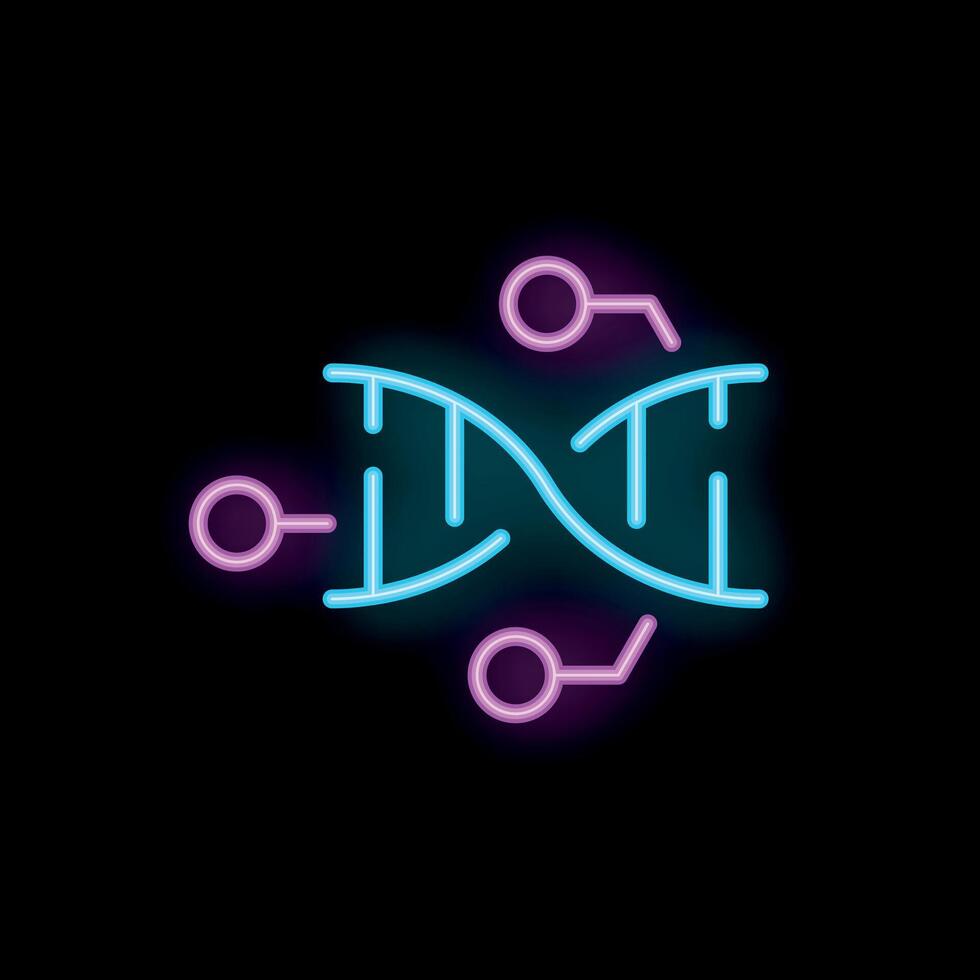 Neon icon of dna strand being altered with technology vector