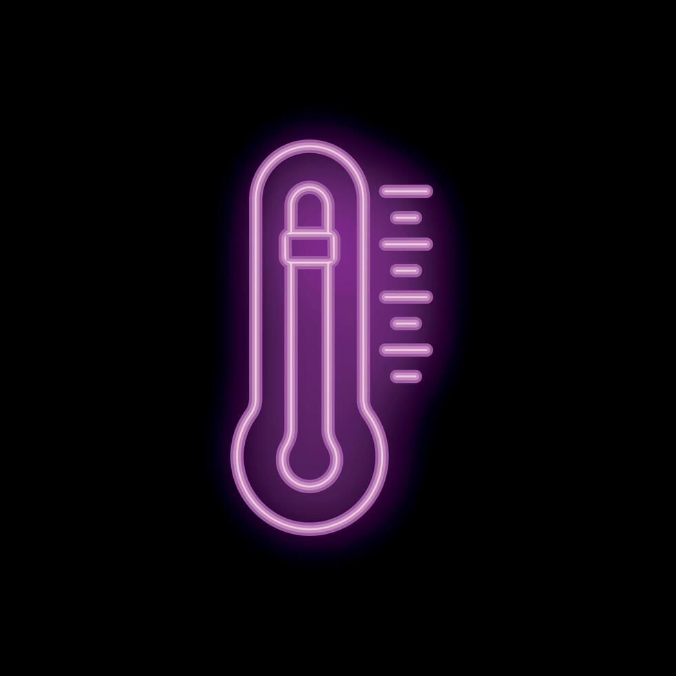 Neon style icon of thermometer measuring temperature vector