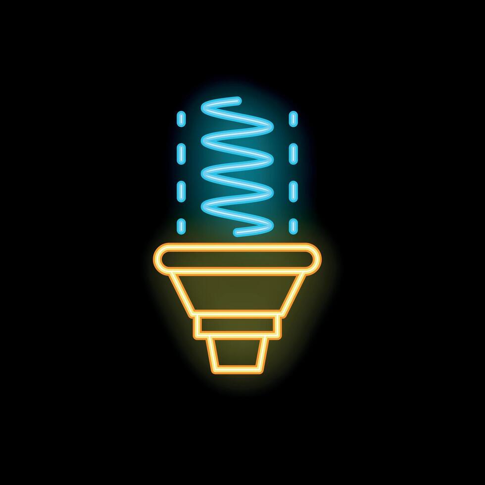 Neon icon of sprinkler system watering plants vector