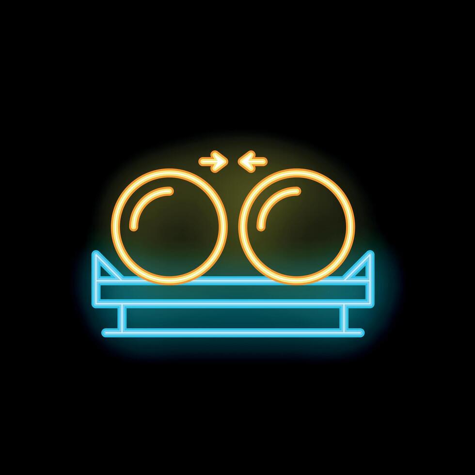 Neon icon of two round bales being moved on conveyor vector