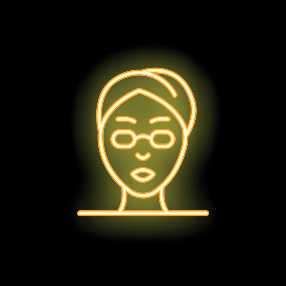 Neon sign showing a woman wearing a turban and glasses vector