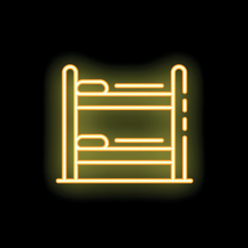 Neon yellow bunk bed shining in the dark vector