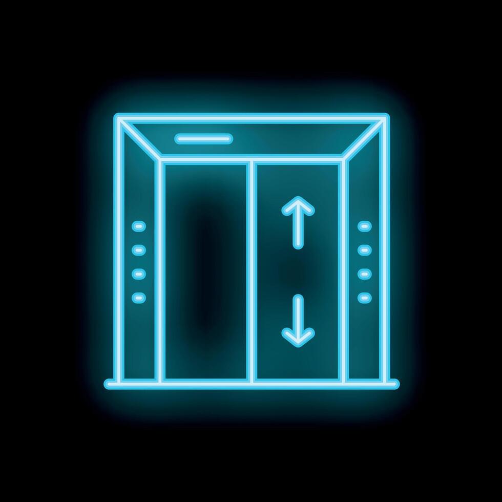 Neon elevator sign showing up and down arrows vector