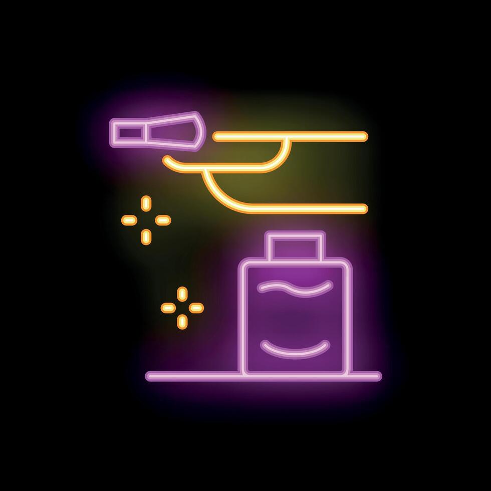 Neon sign of spray paint can being used on wall vector