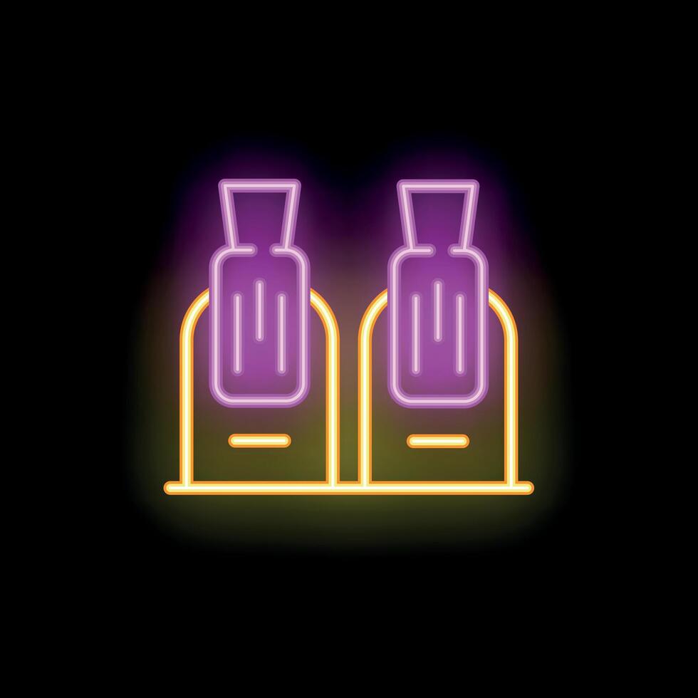 Neon sign representing two toasters warming up bread for breakfast vector