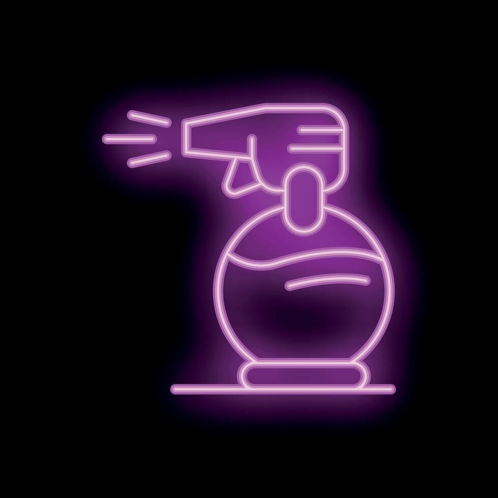 Neon spray bottle icon for cleaning and disinfecting vector
