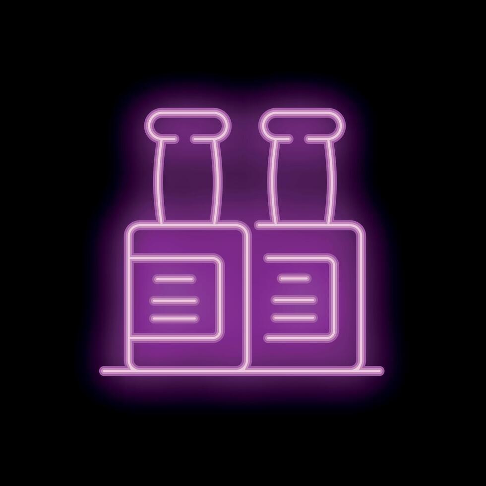 Neon sign of two bottles with abstract content on black background vector