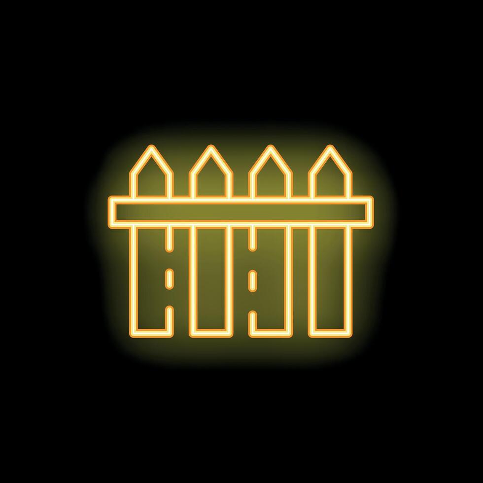 Glowing neon icon of fence for security and safety vector
