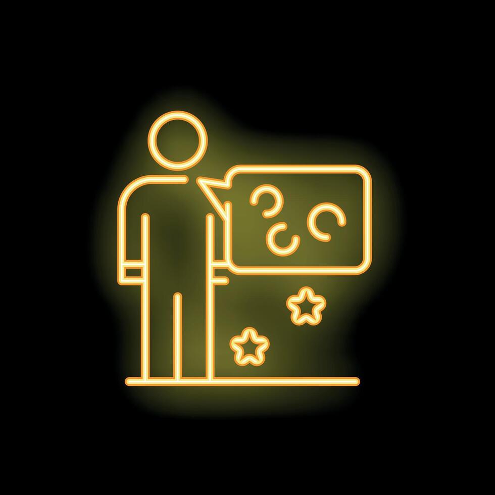 Teacher explaining geometry on blackboard with neon effect vector