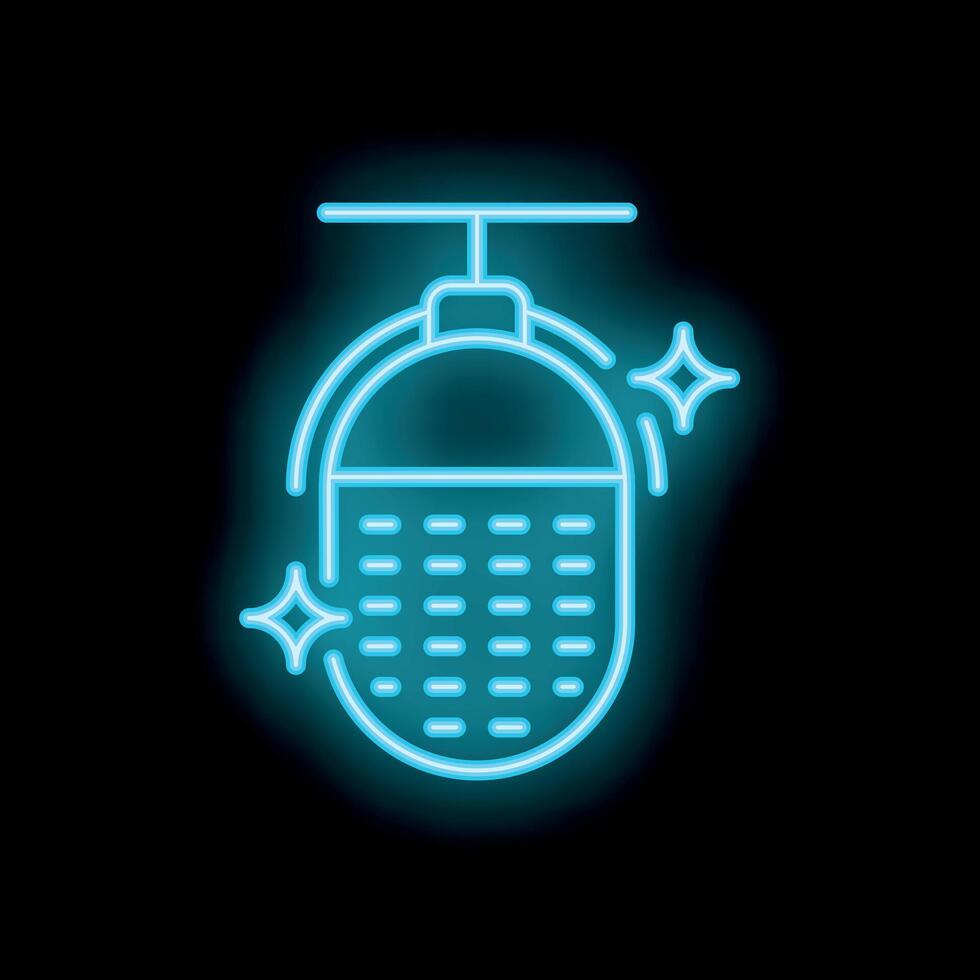 Neon icon of a podcast microphone shining on black background vector