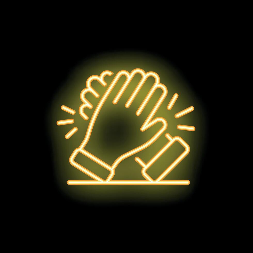 Neon icon of applause clapping hands showing approval vector
