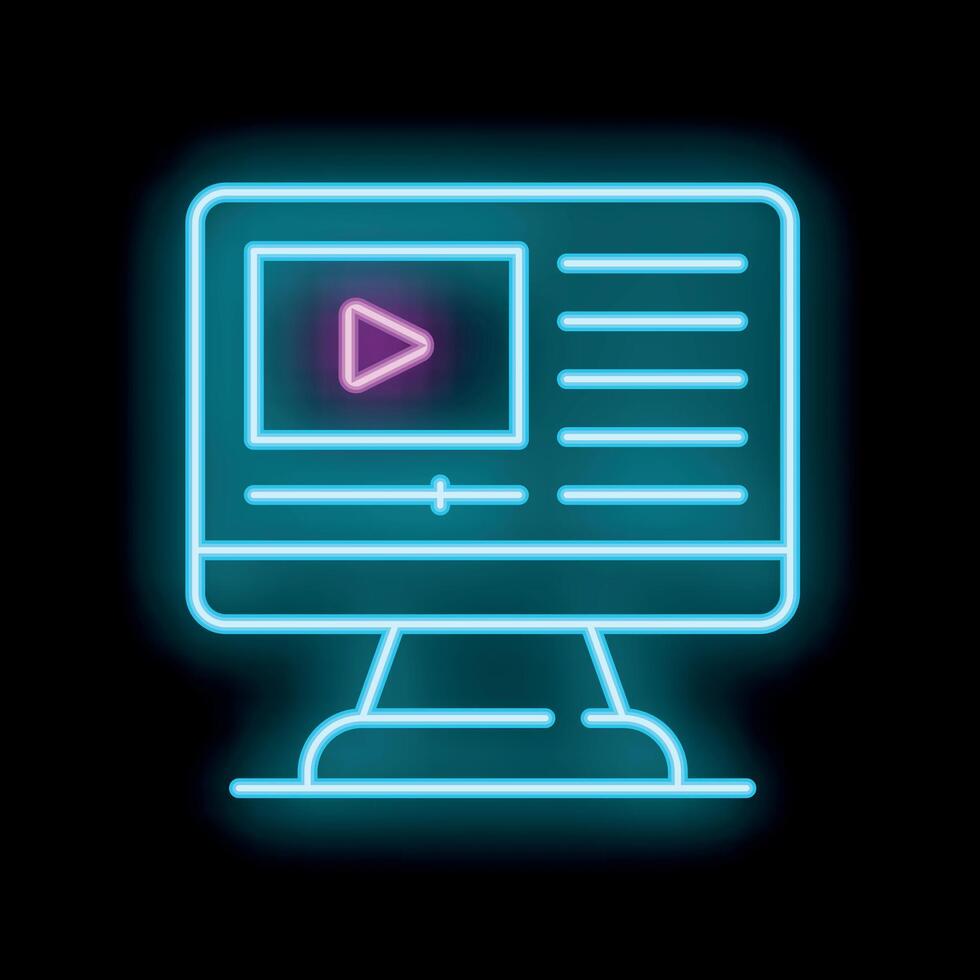 Neon editing software interface on computer screen icon vector