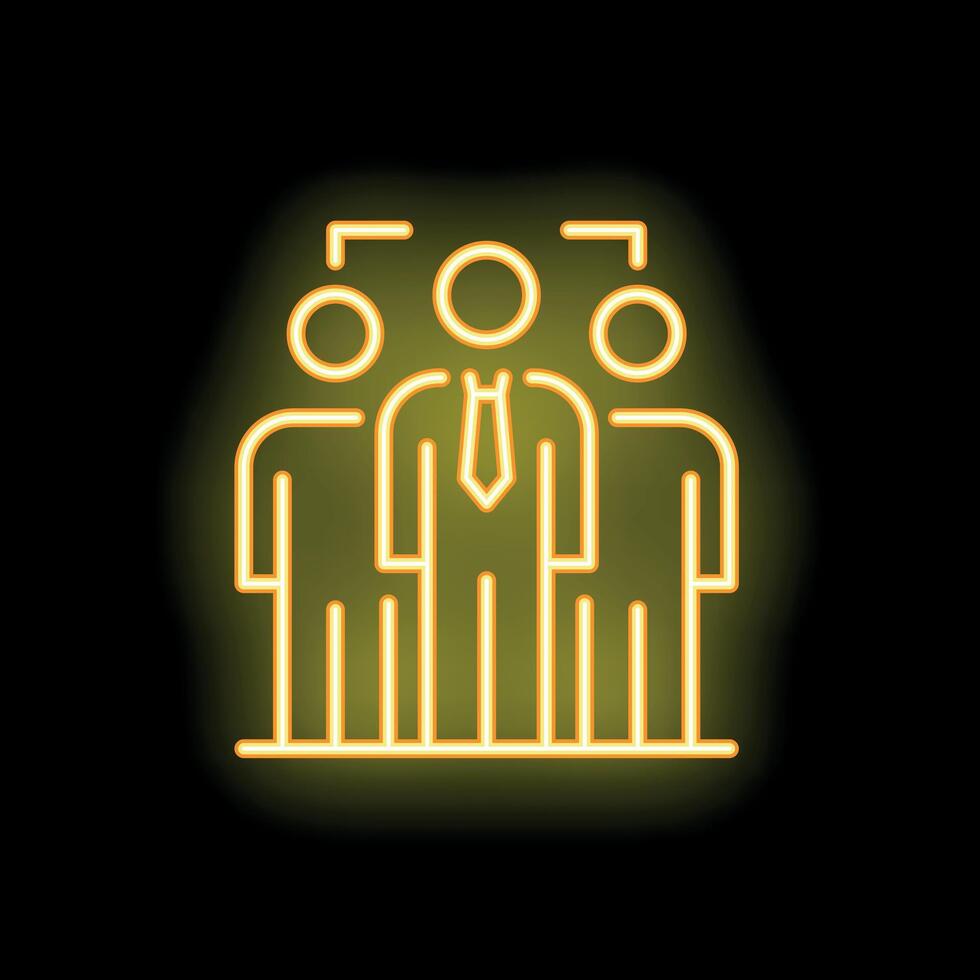 Neon icon of business team connected by lines representing communication vector