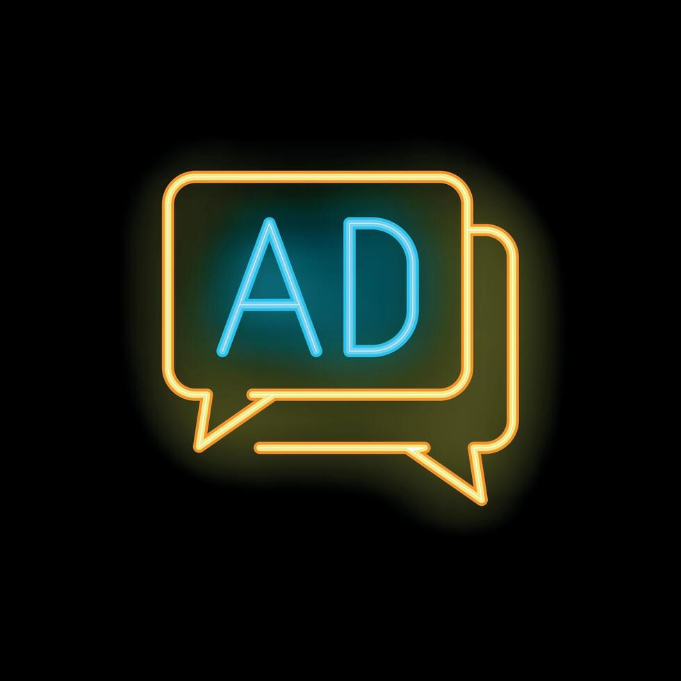 Neon advertising speech bubble showing marketing campaign vector