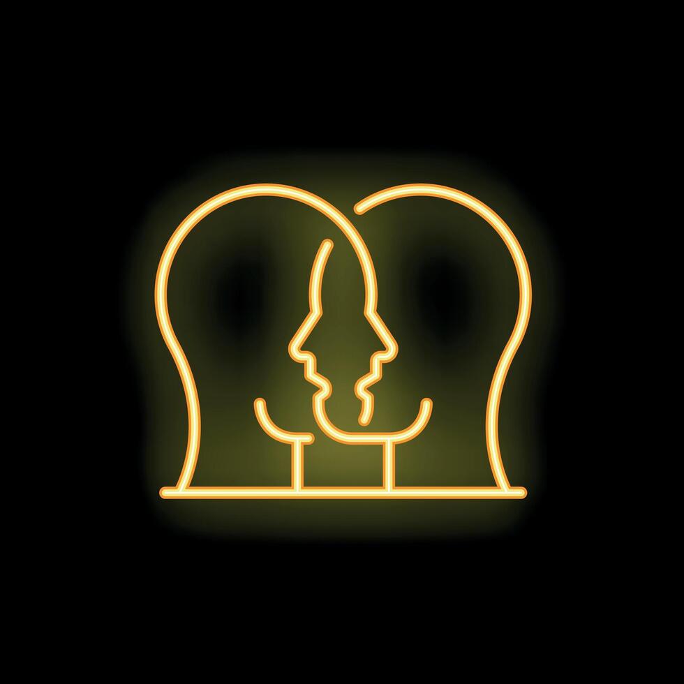 Neon icon of two people looking at each other vector