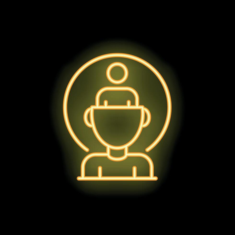 Neon icon of person thinking and visualizing another person above head vector