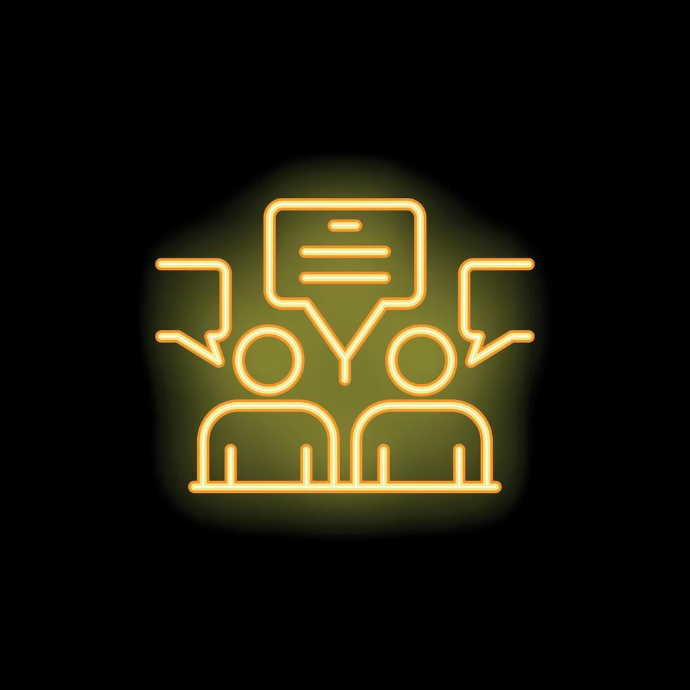 Neon icon of people communicating with speech bubbles vector