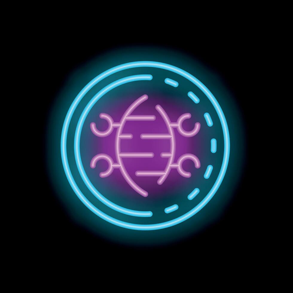 Neon sign representing global connection with futuristic technology element vector