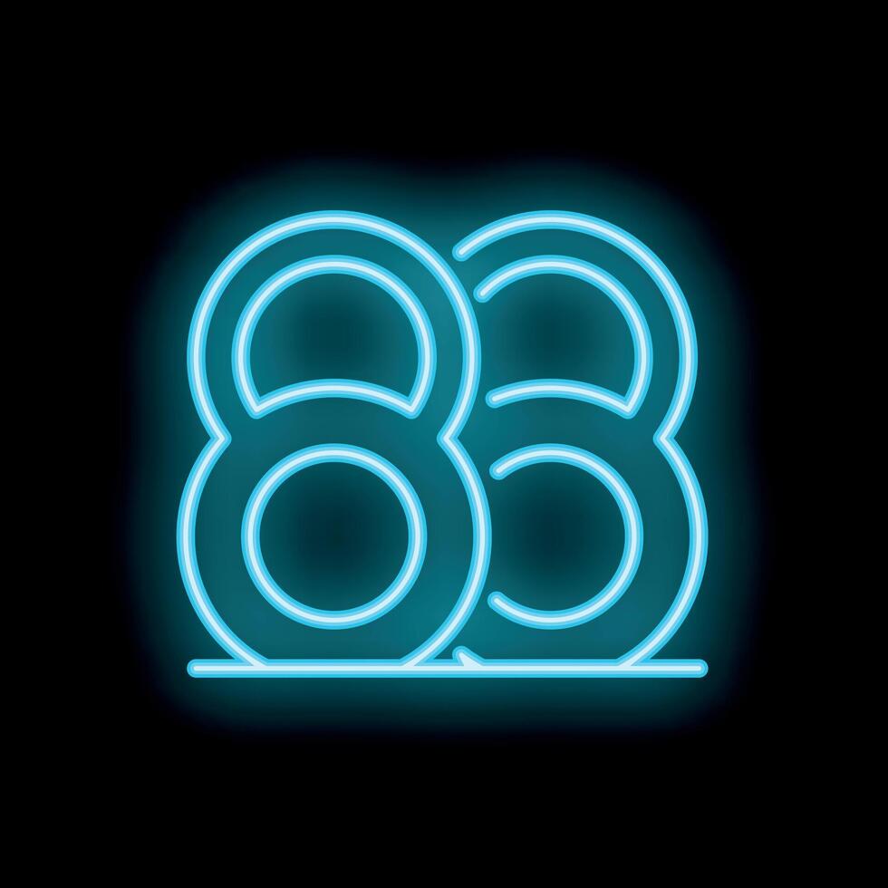 Blue neon number eighty eight on black background vector