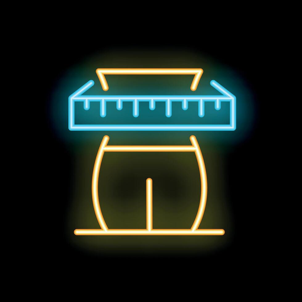 Neon sign representing weight loss by showing a measuring tape around a belly vector