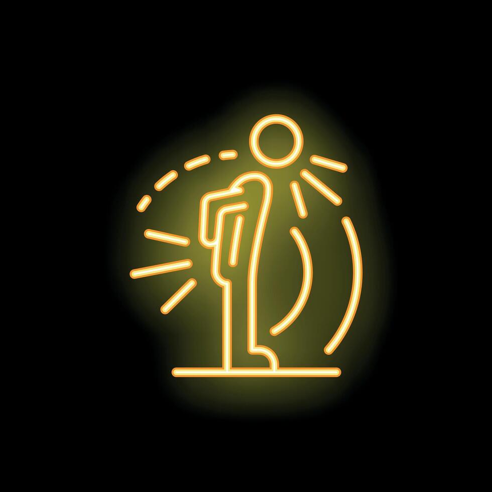 Neon sign of person suffering from heat stroke or sunstroke vector