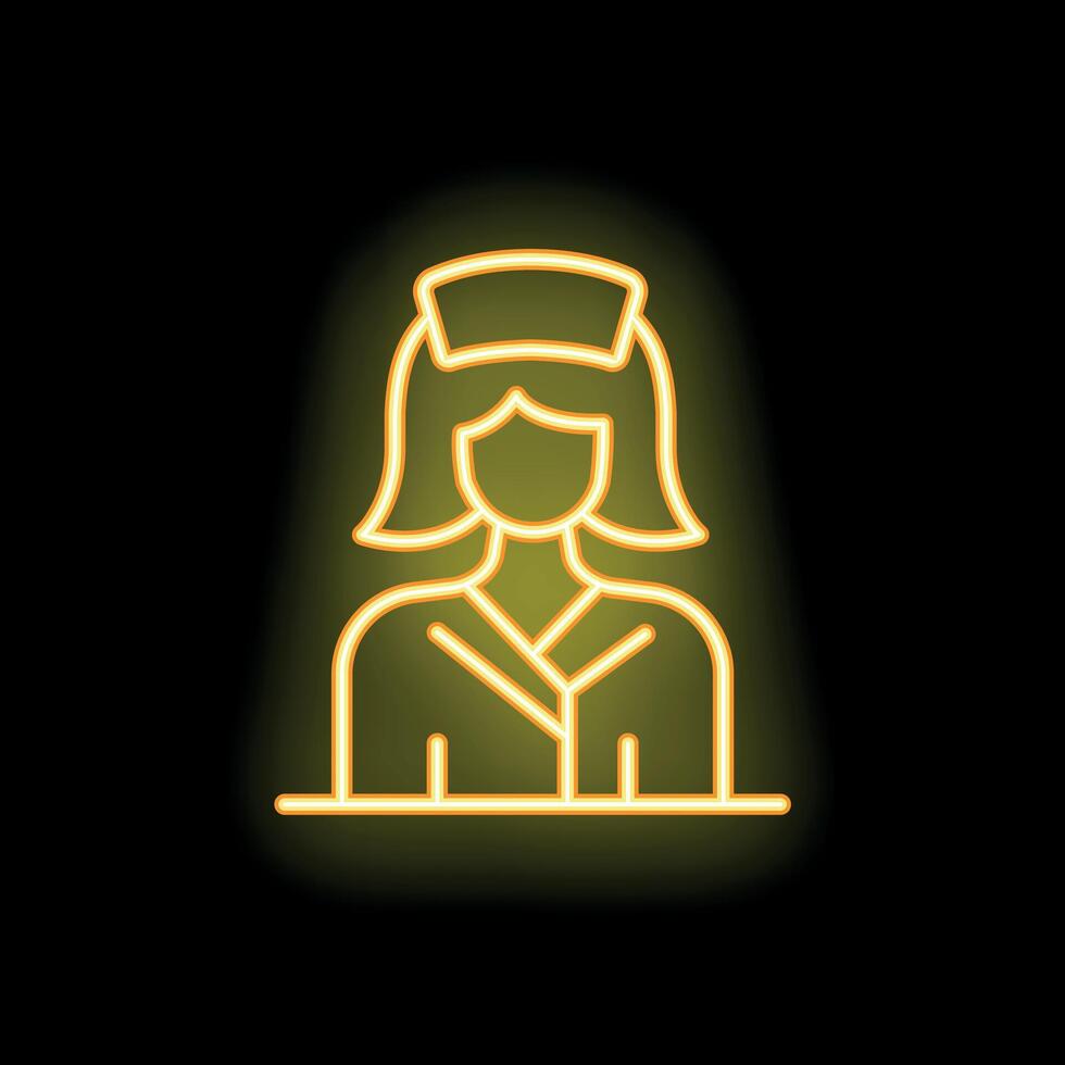 Neon icon of a nurse wearing scrubs and cap vector