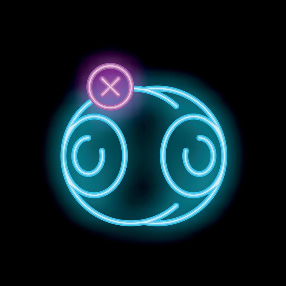 Neon sign showing planet earth with sad eyes and a big red cross on it vector