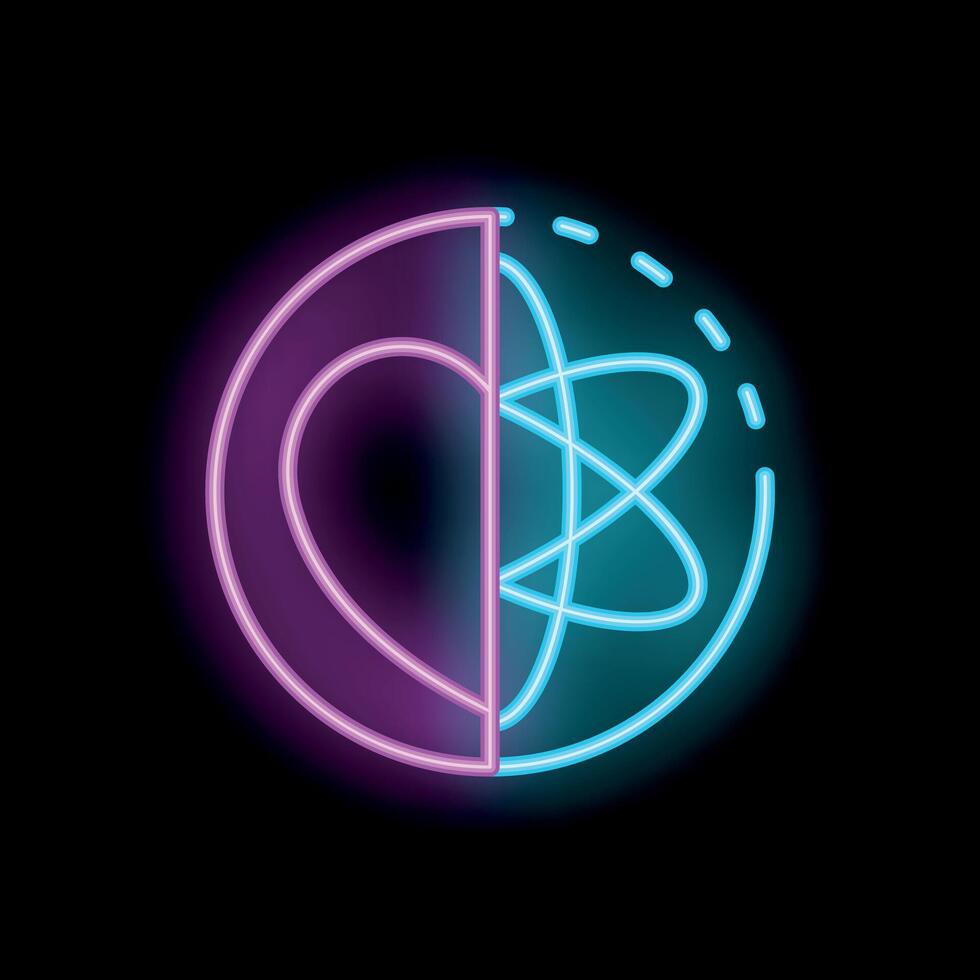 Neon sign representing the duality of emotion and logic vector